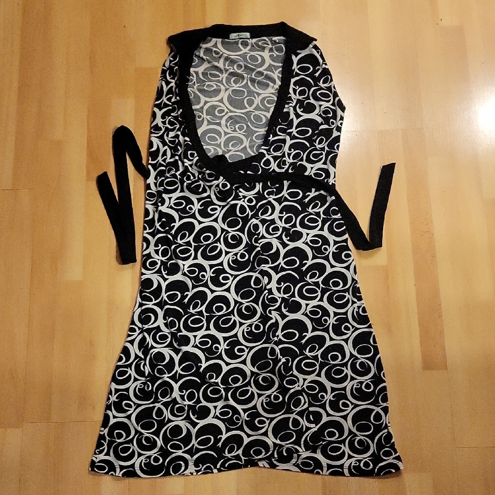 Papaya Black and White Midi Wrap Around Dress